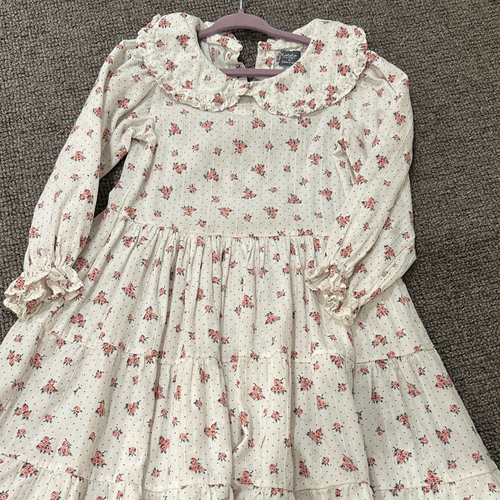 Adorable Cream Floral Kids Dress